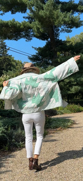 Quilt jacket green maple leaf